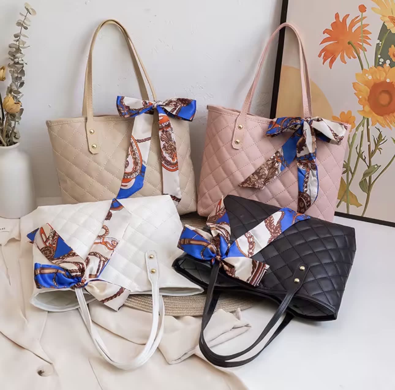 Quilted Tote Shoulder Bag