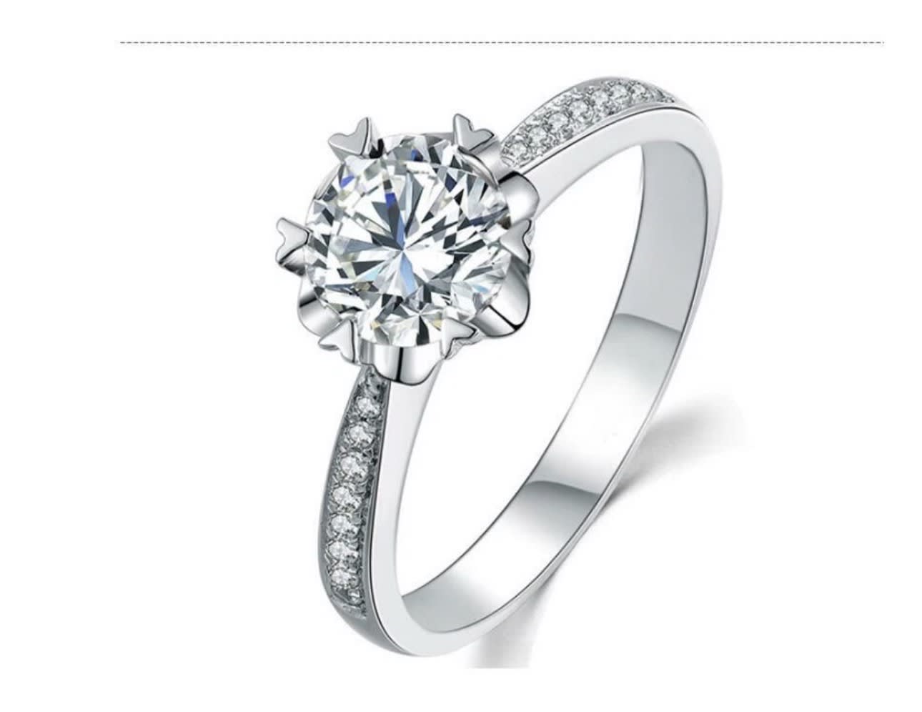 Pave Silver Flower Wedding Ring