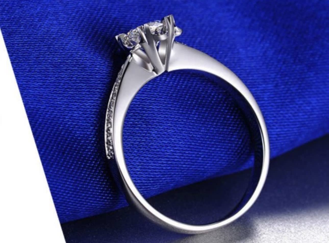 Pave Silver Flower Wedding Ring